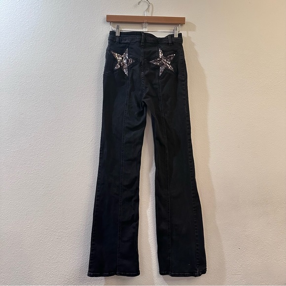 *SOLD* Free People We The Free Firecracker Flare Jeans Black Denim Size 28 - Picture 5 of 10